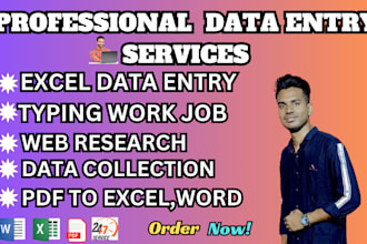 do data entry, typing work, excel data entry, web research