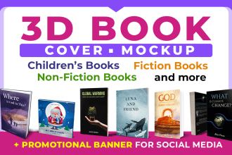 create 3d book mockup for childrens book fiction nonfiction and other