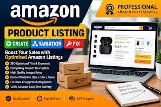 create amazon product listing and variation or fix amazon listing