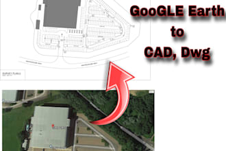 do site plan from google earth image, pdf, sketch, jpg to cad
