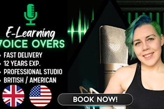 record studio quality female elearning voice over