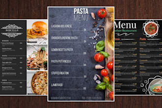 design attractive restaurent food menu cards
