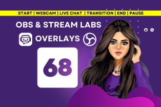 provide 68 obs stream labs overlays for streaming