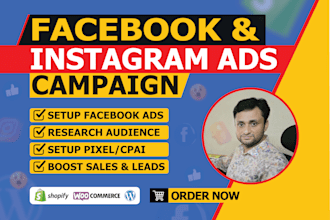 setup facebook ads campaign, ig ads and run meta paid ads for leads and sales