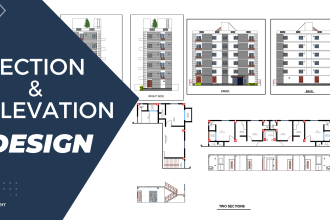 draw 2d floorplan, elevation, section, and site plan in autocad