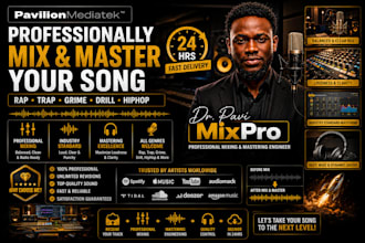 professionally mix and master your rap, trap, grime, drill, hiphop song in 24hrs