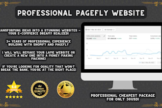 create a professional shopify website with pagefly