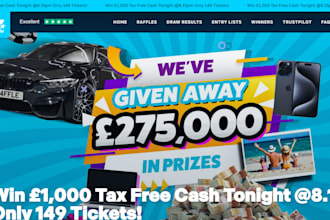 raffle website raffle competition website giveaway website event ticket website
