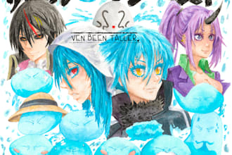 draw and paint anime character for you with watercolors