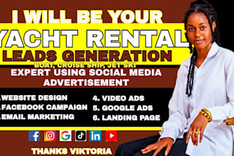 yacht leads rental leads, jet ski, yatch website facebook ad google ads video ad