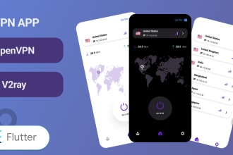 do VPN application using flutter openvpn, v2ray, wireguard, sstp, ikev2 protocol