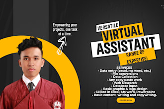 be your versatile virtual assistant data entry graphic design and etc