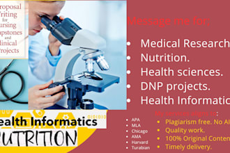 assist research reports, dnp projects, and nutrition