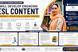 create esl content curriculum and worksheets for learners
