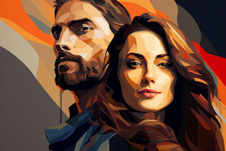 do a couple from your portrait into a vector cartoon
