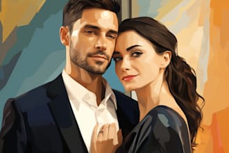 create a couple portrait illustration