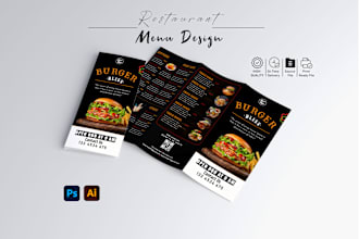 do professional editable restaurant menu design, food flyer, digital menu