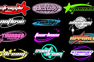 create y2k clothing logo type for your brand