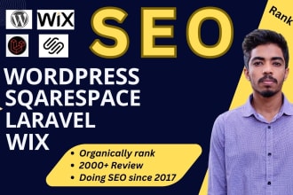 optimize website SEO on wordpress shopify, wix, squarespace, laravel