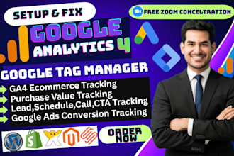 setup google analytics 4, ga4 ecommerce, conversion tracking GTM
