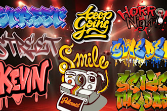 design a custom logo featuring unique text graffiti for you