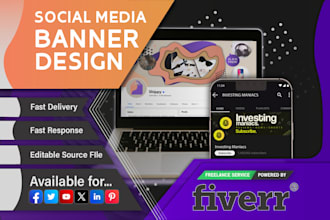 design social media banners for youtube, facebook or twitter
