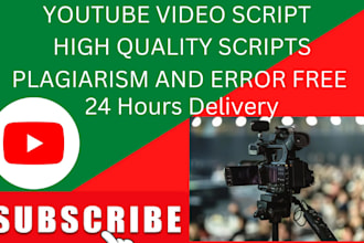 write a professional youtube video script, movie script, and video script