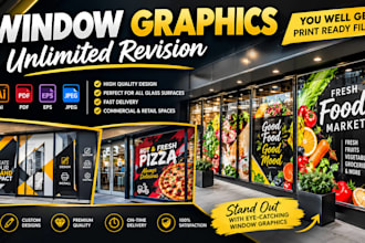 design creative decal storefronts, shopfront sign and window graphics