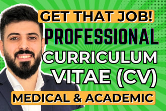 write a pro CV curriculum vitae resume for medical science academic research