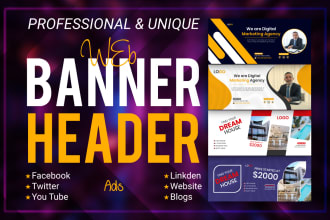 design linkedin cover, fakebook, twitter, youtube banner, or header