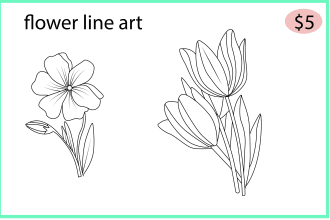 draw line art illustration botanical and flower beautifully