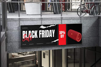 add your content banner ads, signage backdrops