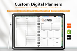 design a custom digital planners for goodnotes and more