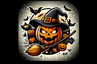 design eye catchy pumpkin halloween mascot logo design with unlimited revision