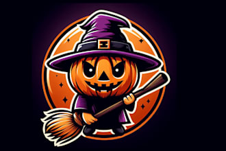design an awesome pumpkin halloween mscot logo design  with express delivery