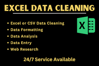 do excel or CSV data cleaning, formatting, and data analysis