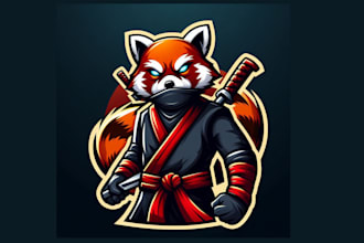 create an awesome ninja red panda mascot logo design for your business