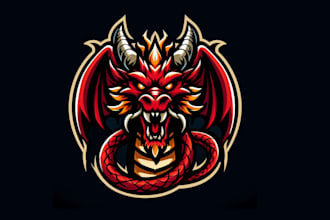 creative unique angry dragon head mascot logo design for your business