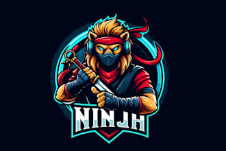 make a high quality ninja lion esport mascot logo  with unlimited revision