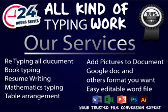 expert data entry typist  fast and accurate service