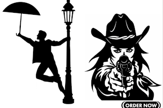 create silhouette, silhouette logo, outline and stencil art