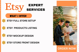 set up etsy shop, rank,create digital products, listing with seo titles and tags