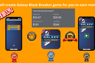 develop galaxy block breaker game for you to earn money