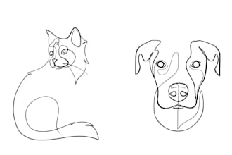 design pets line art tattoo or pencil sketch