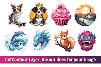 add cut contour, cutlines and die cut for stickers or artwork