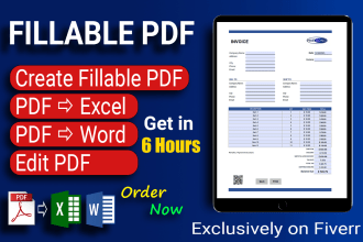 create fillable pdf form, convert pdf to excel or word