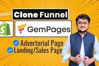 clone any shopify advertorial and landing page with gempages