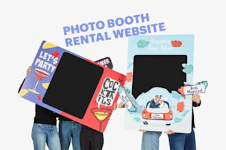 design photo booth rental website and party rental website with online booking