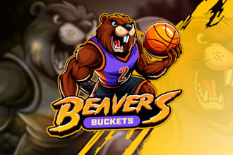 design a unique sports logo, mascot design, for team and league