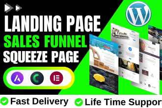 design wordpress landing page, squeeze, sales funnel, saas and homepage